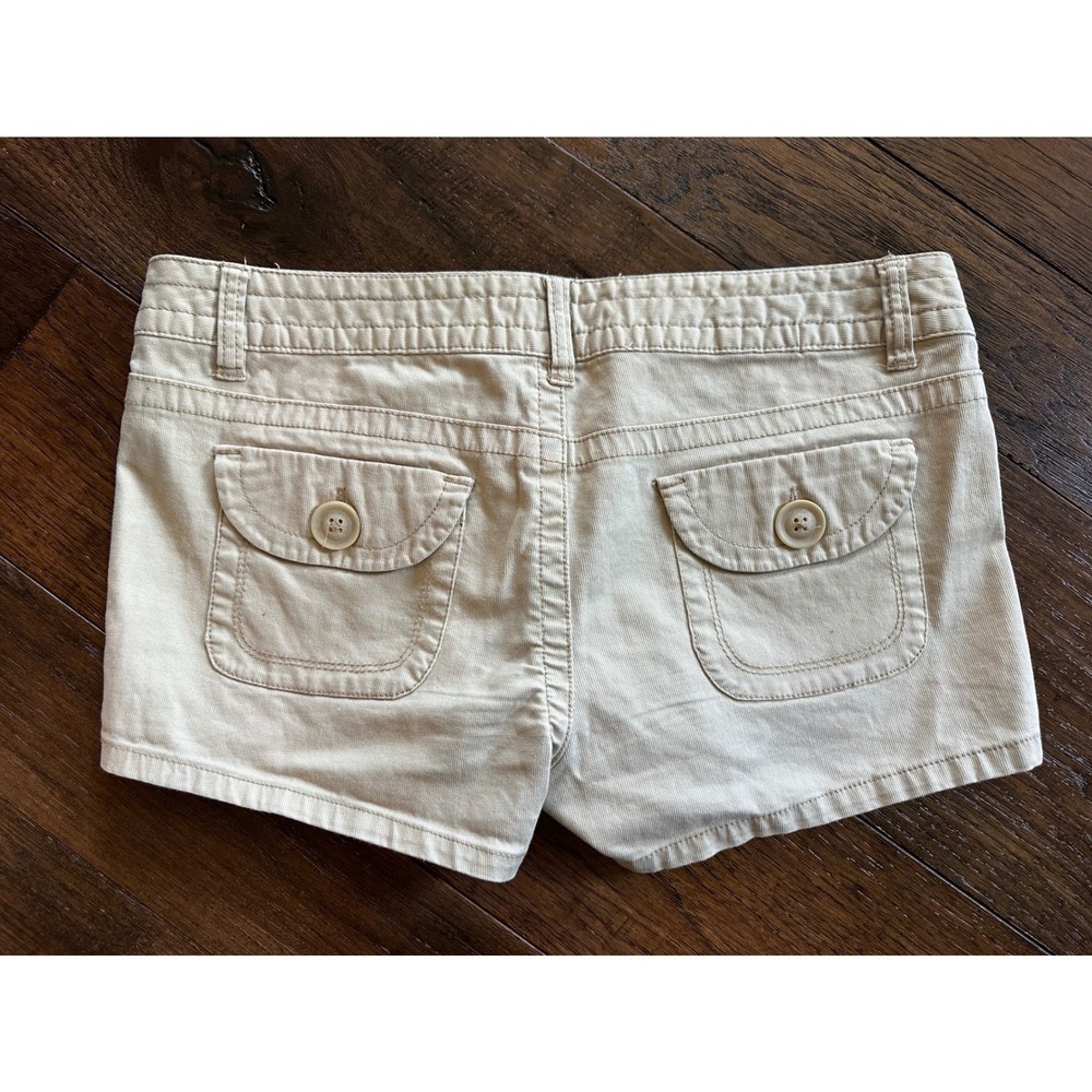Arizona Jean Co Khaki Corduroy Cargo Shorts Tan Low Rise Mini Size 9 Y2K Utility - Picture 5 of 5